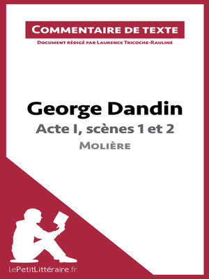 cover image of George Dandin de Molière--Acte I, scènes 1 et 2